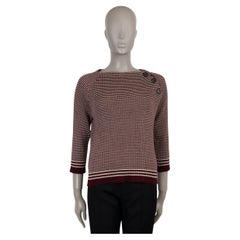 PRADA burgundy 
cream wool 2017 STRIPED BUTTONED Sweater 44 L