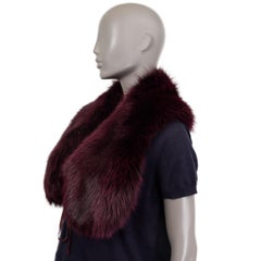 PRADA burgundy FOX FUR Shawl Collar Scarf