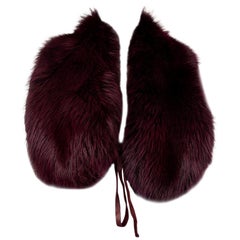 PRADA burgundy FOX FUR Shawl Collar Scarf