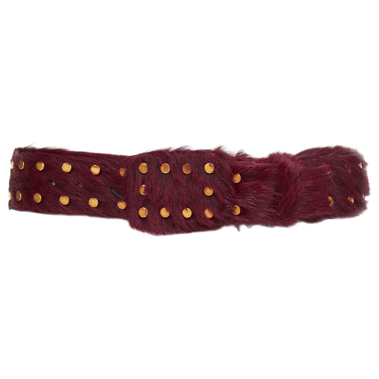 Prada Runway Burgundy Fur Belt Prada Snakeskin Fur Belt 80 32 Cherry Bego 1748354  main image 4