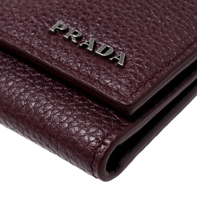 Men's Prada Burgundy Leather 6 Key Holder
