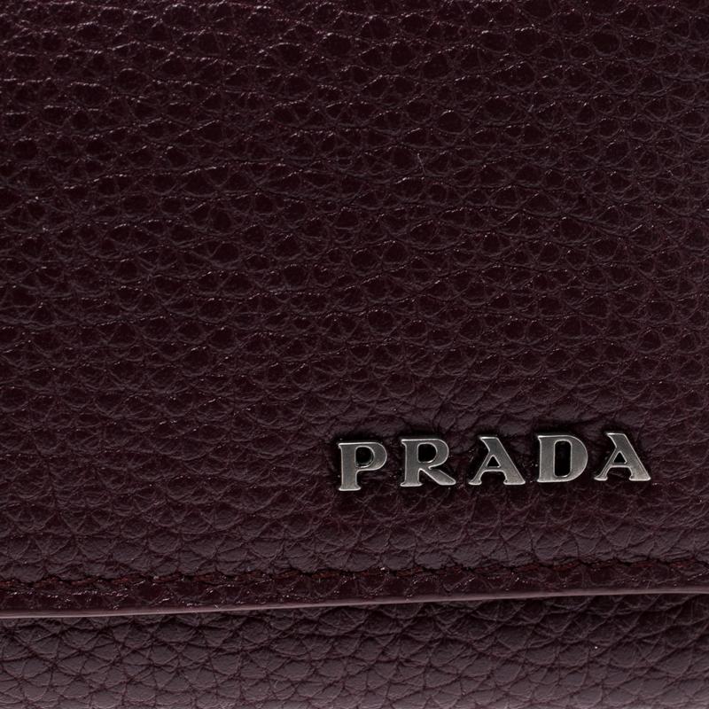 Prada Burgundy Leather 6 Key Holder 2
