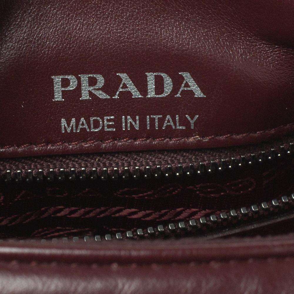 Prada Burgundy Leather Diagramme Crossbody Bag In Good Condition In Dubai, Al Qouz 2
