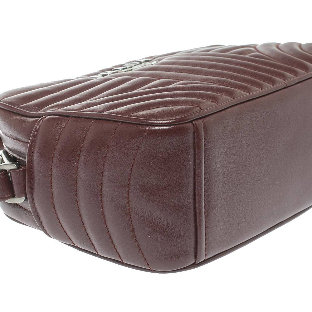 Prada Burgundy Leather Diagramme Crossbody Bag 1