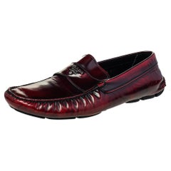 Prada Burgundy Leather Slip on Loafers Size 44.5