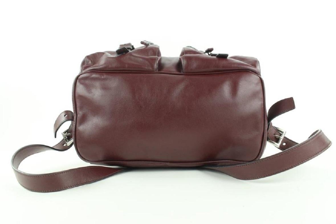 Prada Burgundy Leather Twin Pocket Backpack 862816 5