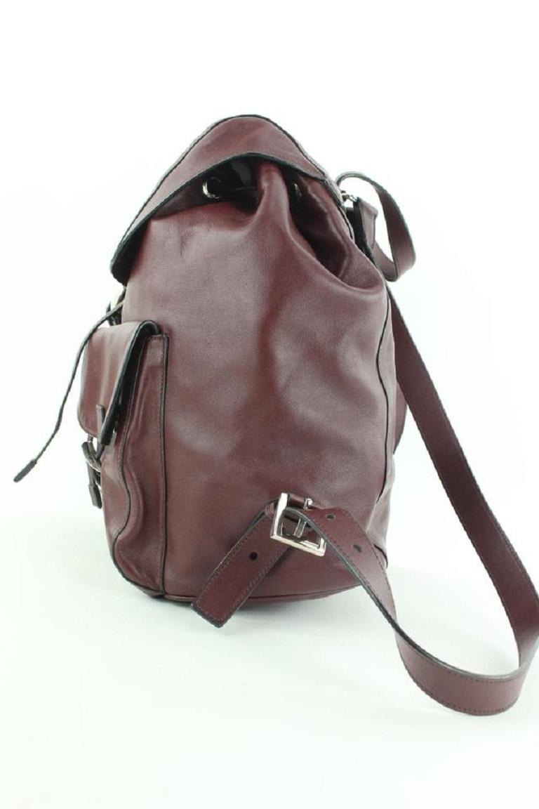 Prada Burgundy Leather Twin Pocket Backpack 862816 6