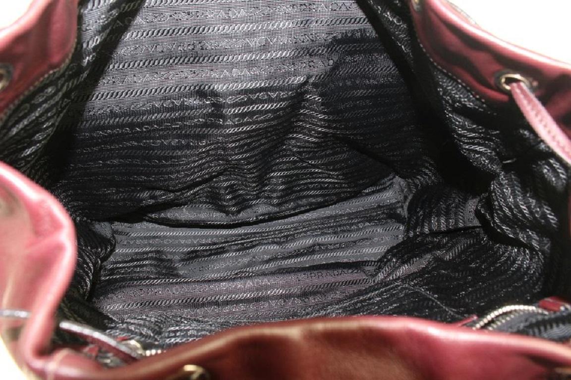 Gray Prada Burgundy Leather Twin Pocket Backpack 862816