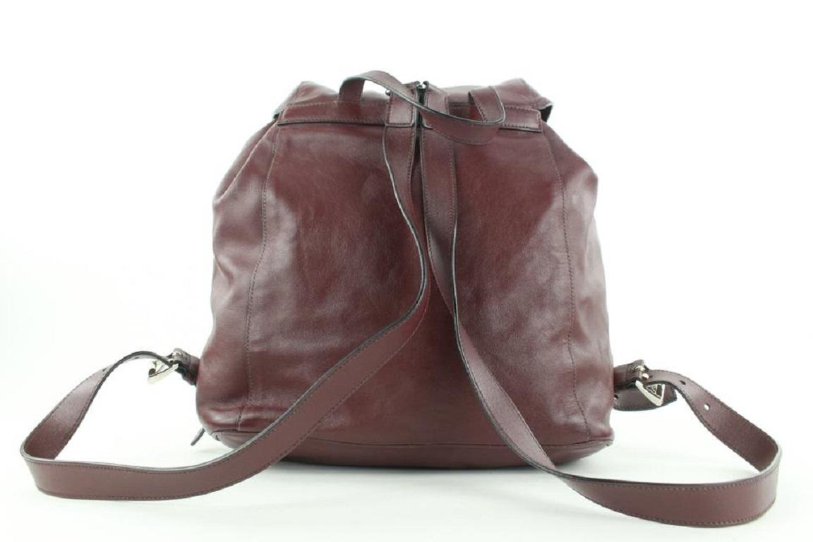 Prada Burgundy Leather Twin Pocket Backpack 862816 1