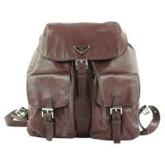 Prada Burgundy Leather Twin Pocket Backpack 862816