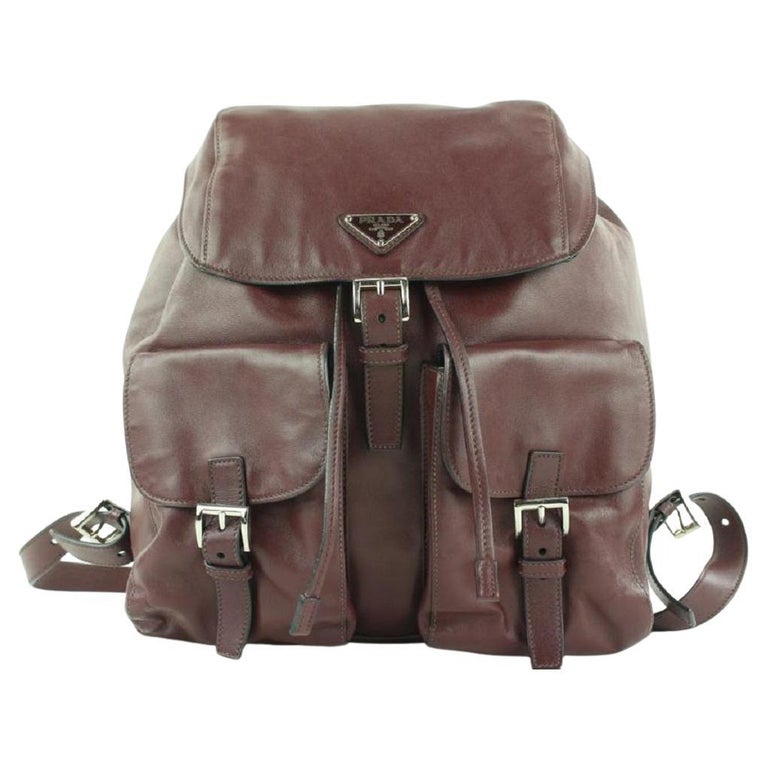 Prada Burgundy Leather Twin Pocket Backpack 862816 For Sale at 1stDibs