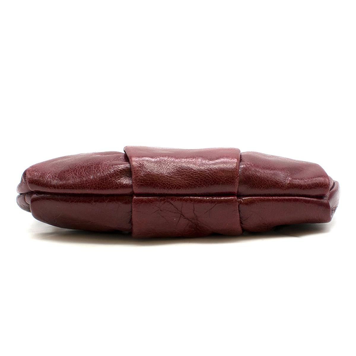 Brown Prada burgundy leather wristlet clutch