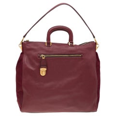 Prada Burgunderfarbene Leder-Tasche mit Reißverschluss