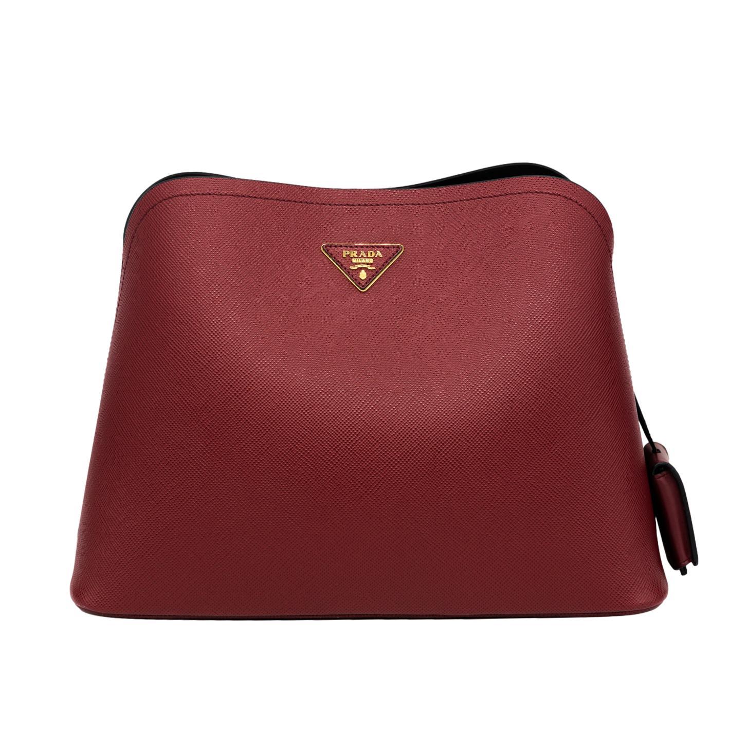 Prada Burgundy Matinée Large Saffiano Leather Crossbody Top Handle Bag, 2020. 3