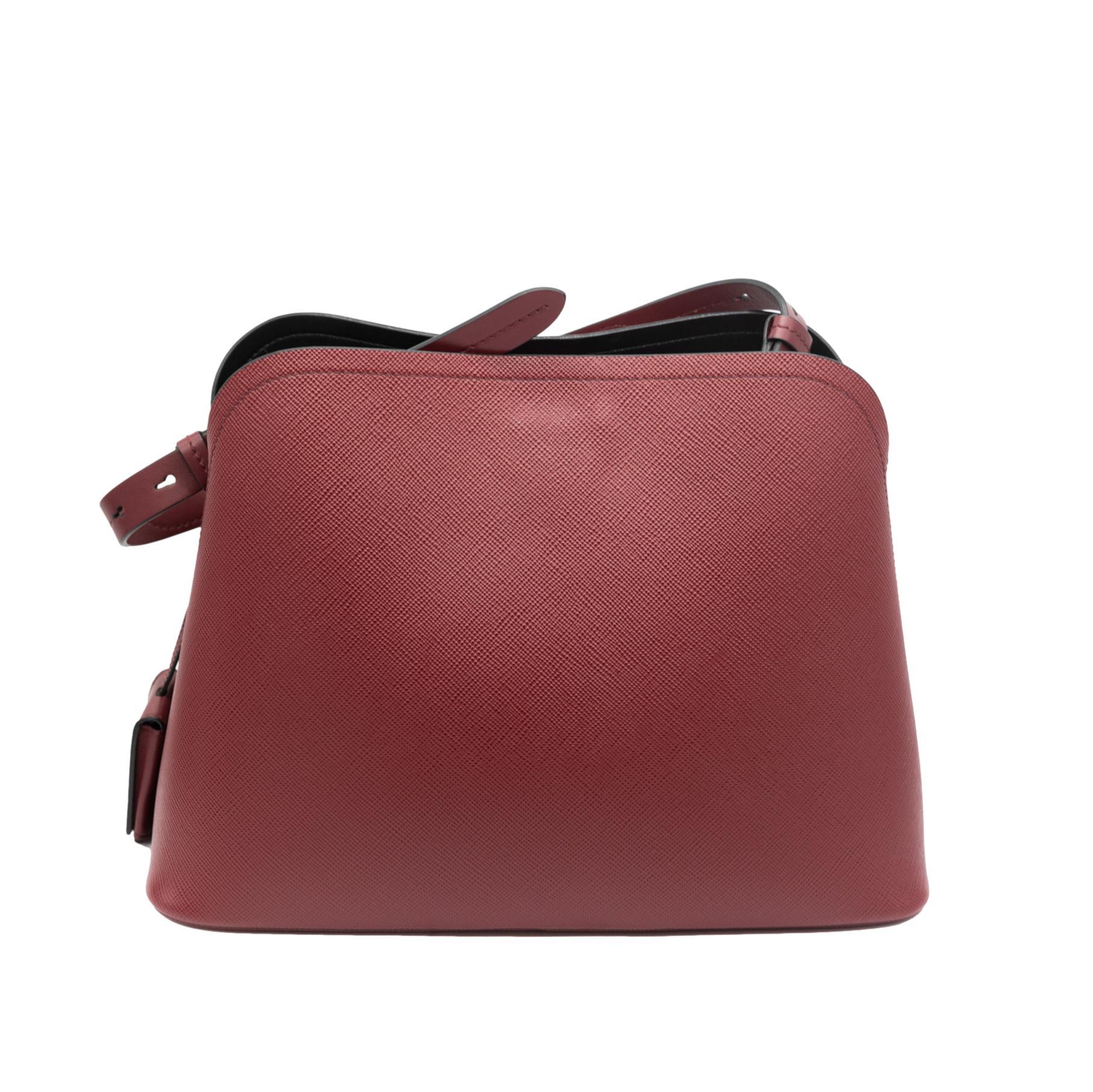 Prada Burgundy Matinée Large Saffiano Leather Crossbody Top Handle Bag, 2020. In Good Condition In Banner Elk, NC