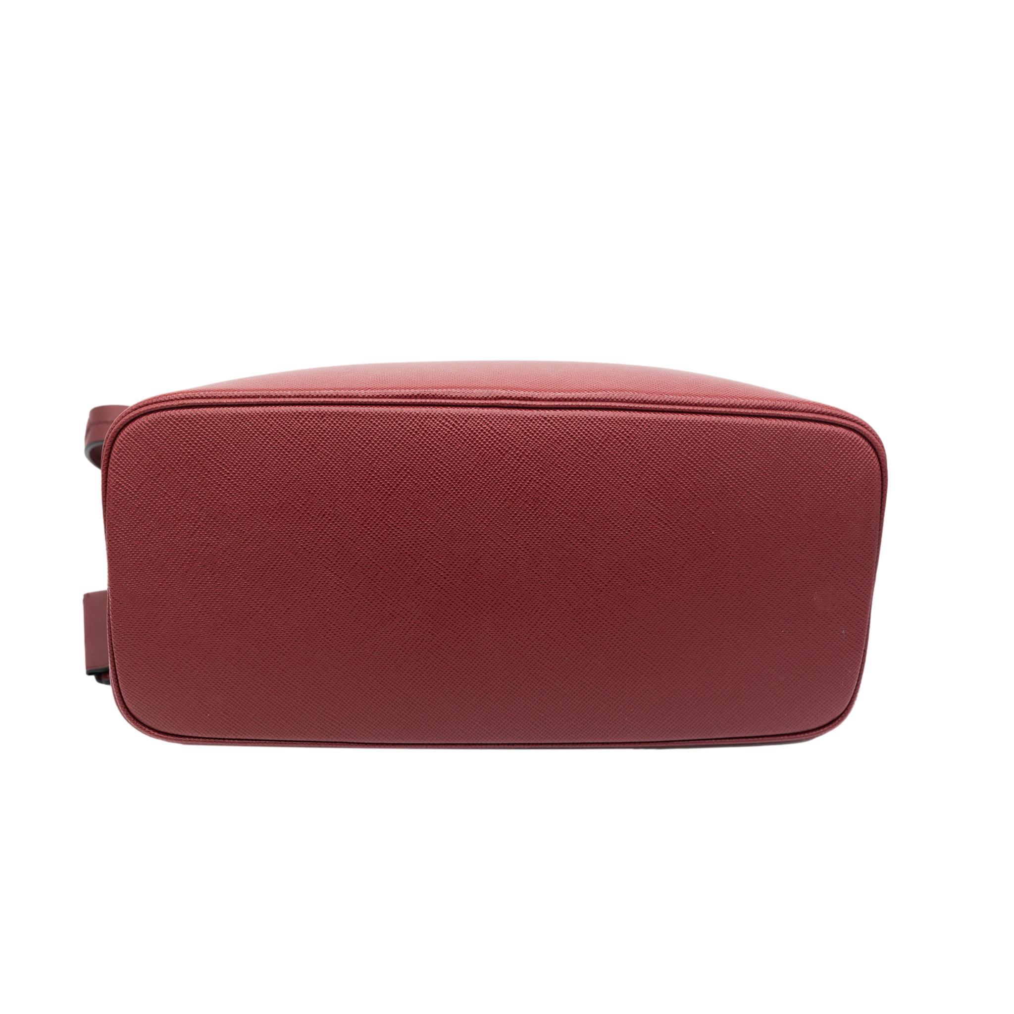 Women's or Men's Prada Burgundy Matinée Large Saffiano Leather Crossbody Top Handle Bag, 2020.