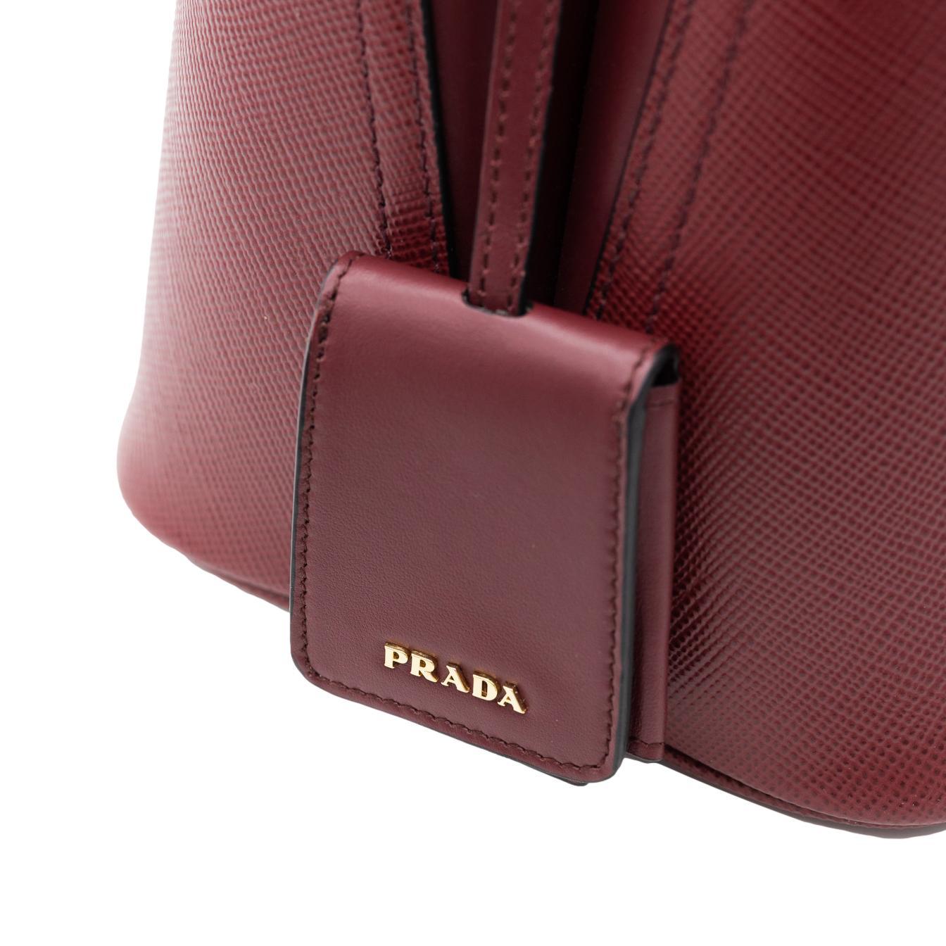 Prada Burgundy Matinée Large Saffiano Leather Crossbody Top Handle Bag, 2020. 1