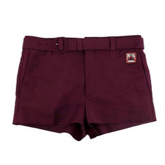 Prada Burgundy Mohair & Wool Belted Shorts