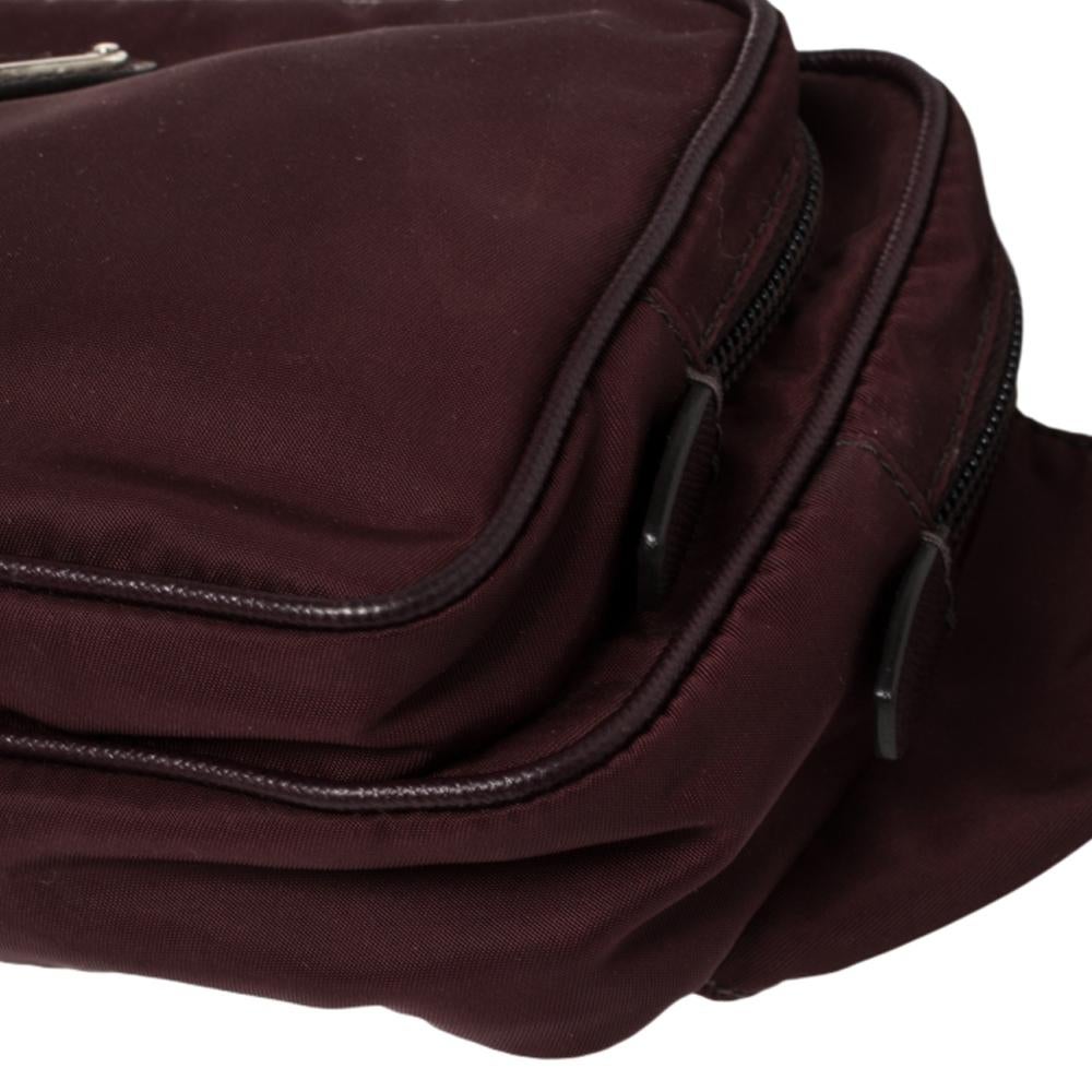 Prada Burgundy Nylon and Leather Belt Bag 2