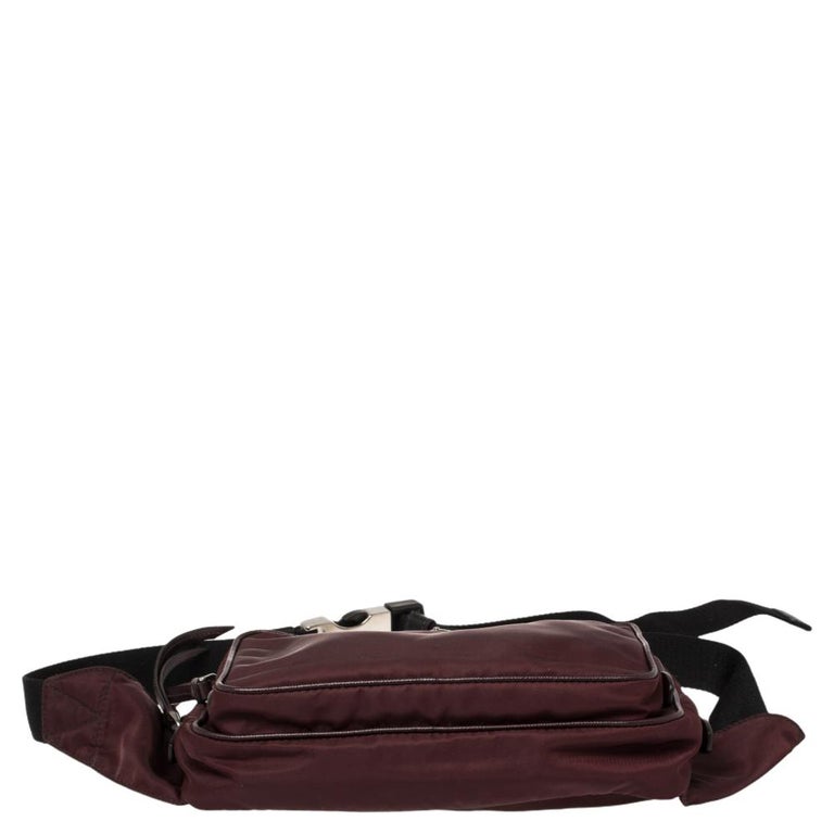 Prada Saffiano-Trimmed Tessuto Waist Bag - Burgundy Waist Bags, Handbags -  PRA842885