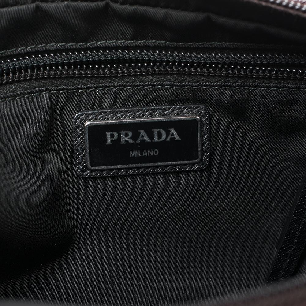 Black Prada Burgundy Nylon and Leather Belt Bag
