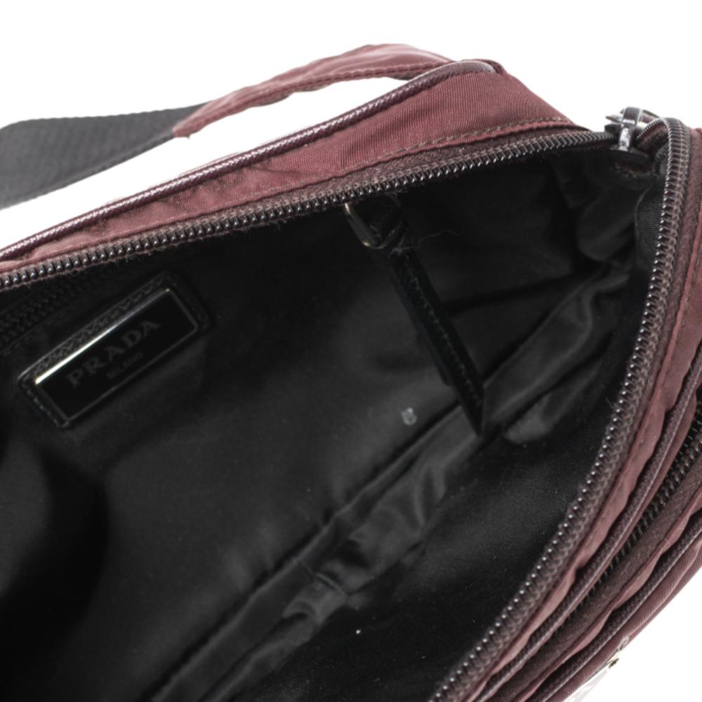 Women's Prada Burgundy Nylon and Leather Belt Bag