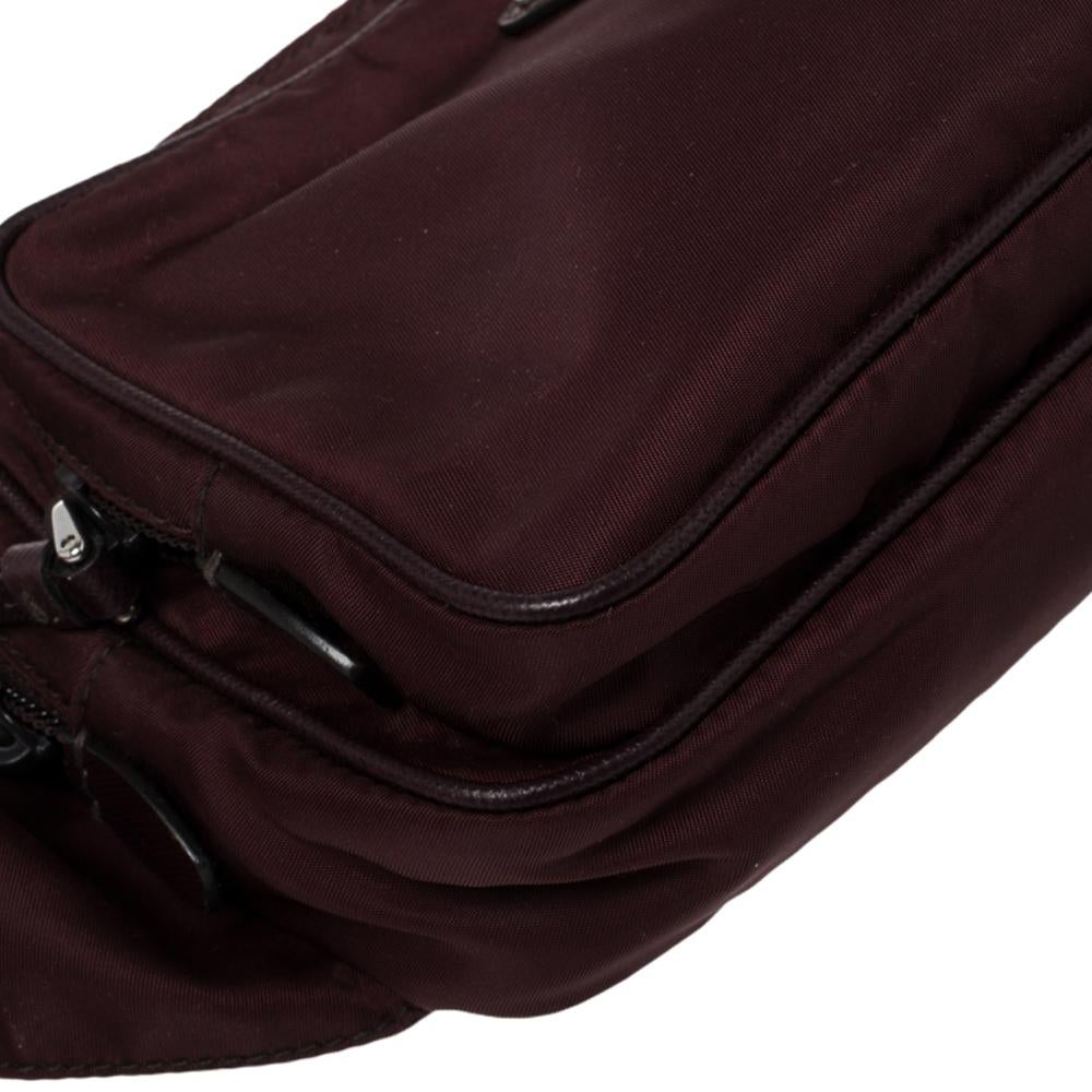Prada Burgundy Nylon and Leather Belt Bag 1