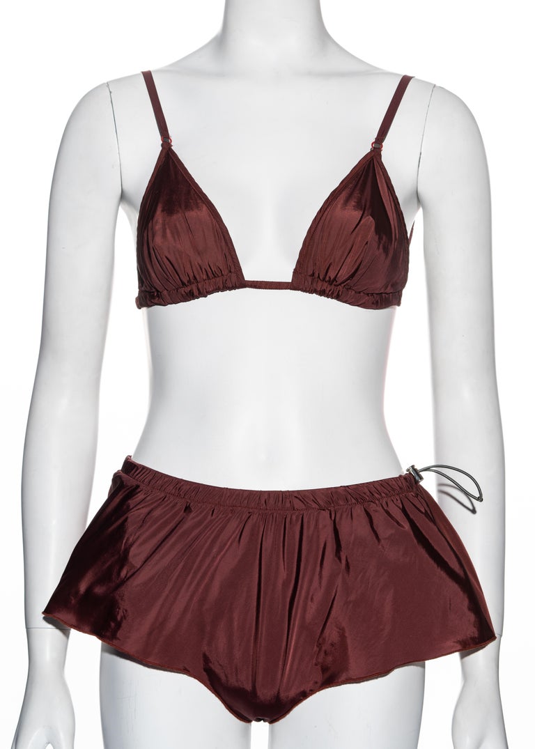 Prada burgundy nylon bra and shorts two-piece bikini set, ss 2001 at 1stDibs