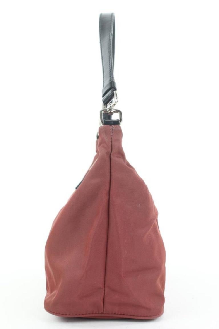 Prada Burgundy Nylon Tessuto Mini Bag Shoulder Baguette 3pr114 2