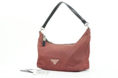 Prada Burgundy Nylon Tessuto Mini Bag Shoulder Baguette 3pr114