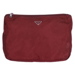 Prada Burgundy Nylon Vintage Toiletry Pouch