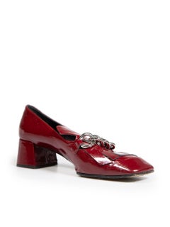 Prada Burgundy Patent Chain-Link Accents Loafers Size IT 40