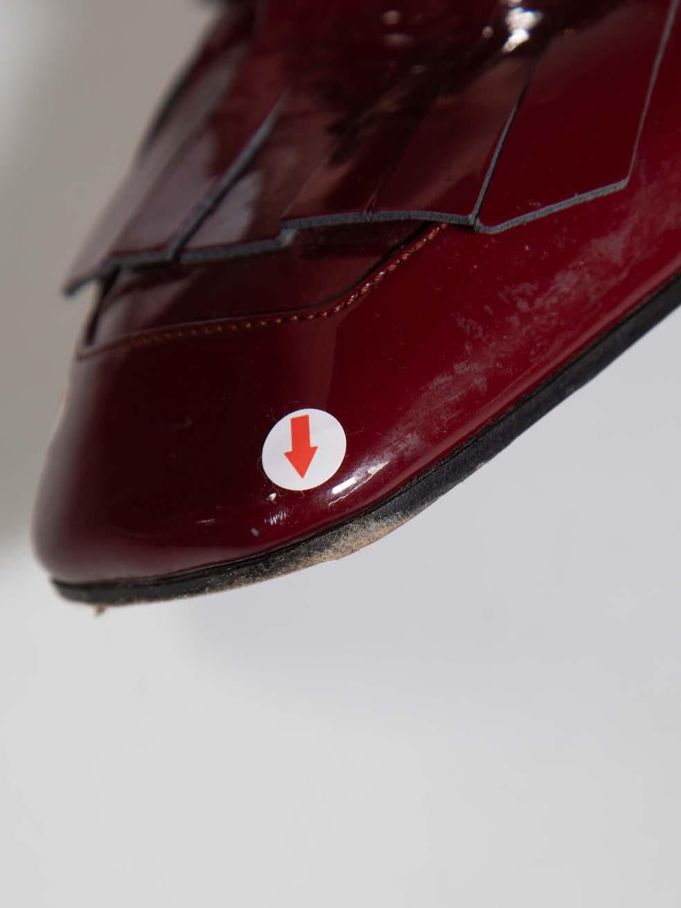 Prada Burgundy Patent Chain-Link Accents Loafers Size IT 40 2