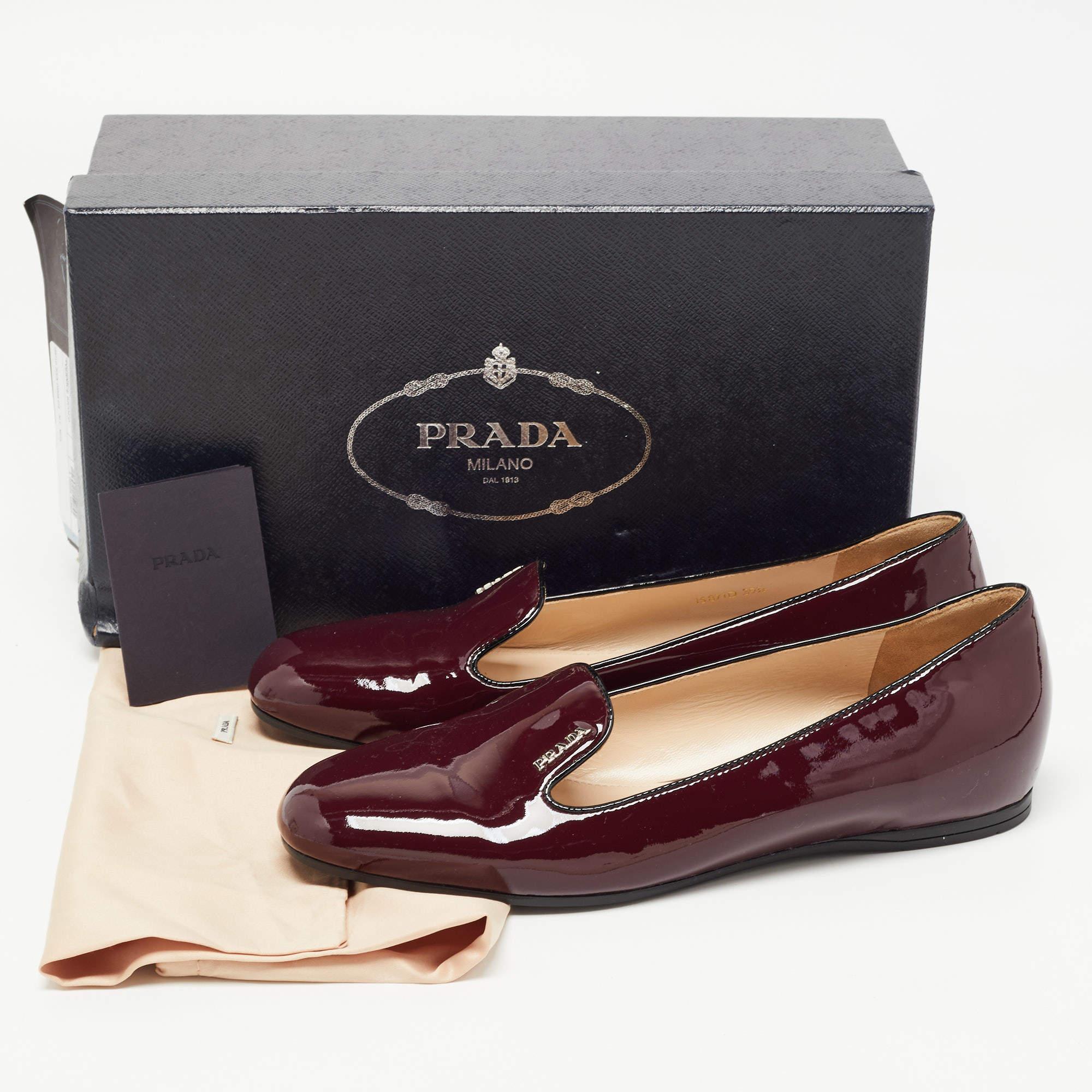 Prada Burgundy Patent Leather Smoking Slippers Size 39.5 5