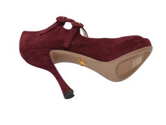 Prada Burgundy Peep-Toe Mary Jane Talons
