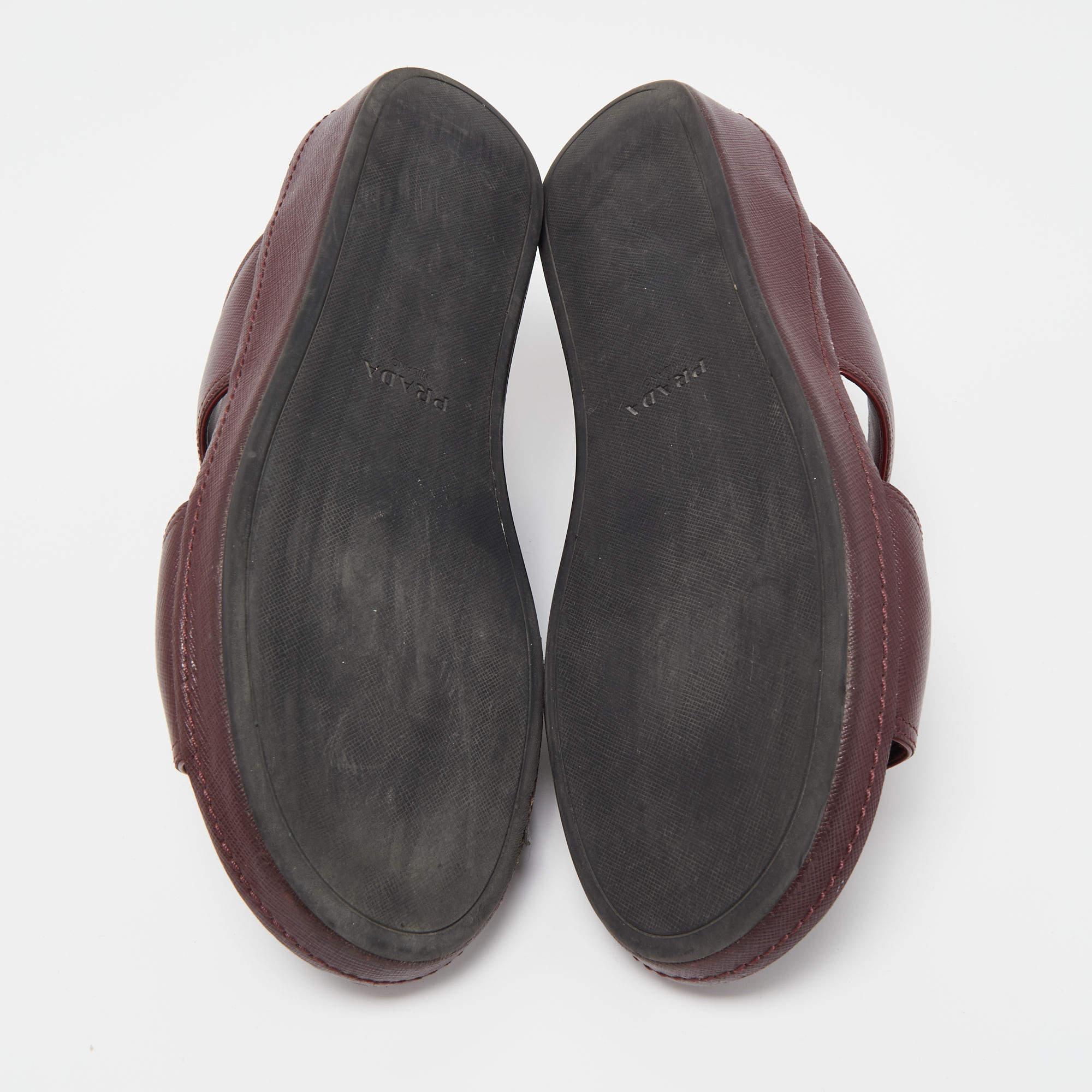 Prada Burgundy Saffiano Leather Buckle Slide Sandals Size 43.5 1