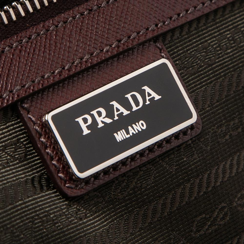 Black Prada Burgundy Saffiano Leather Travel Trolley Rolling Luggage