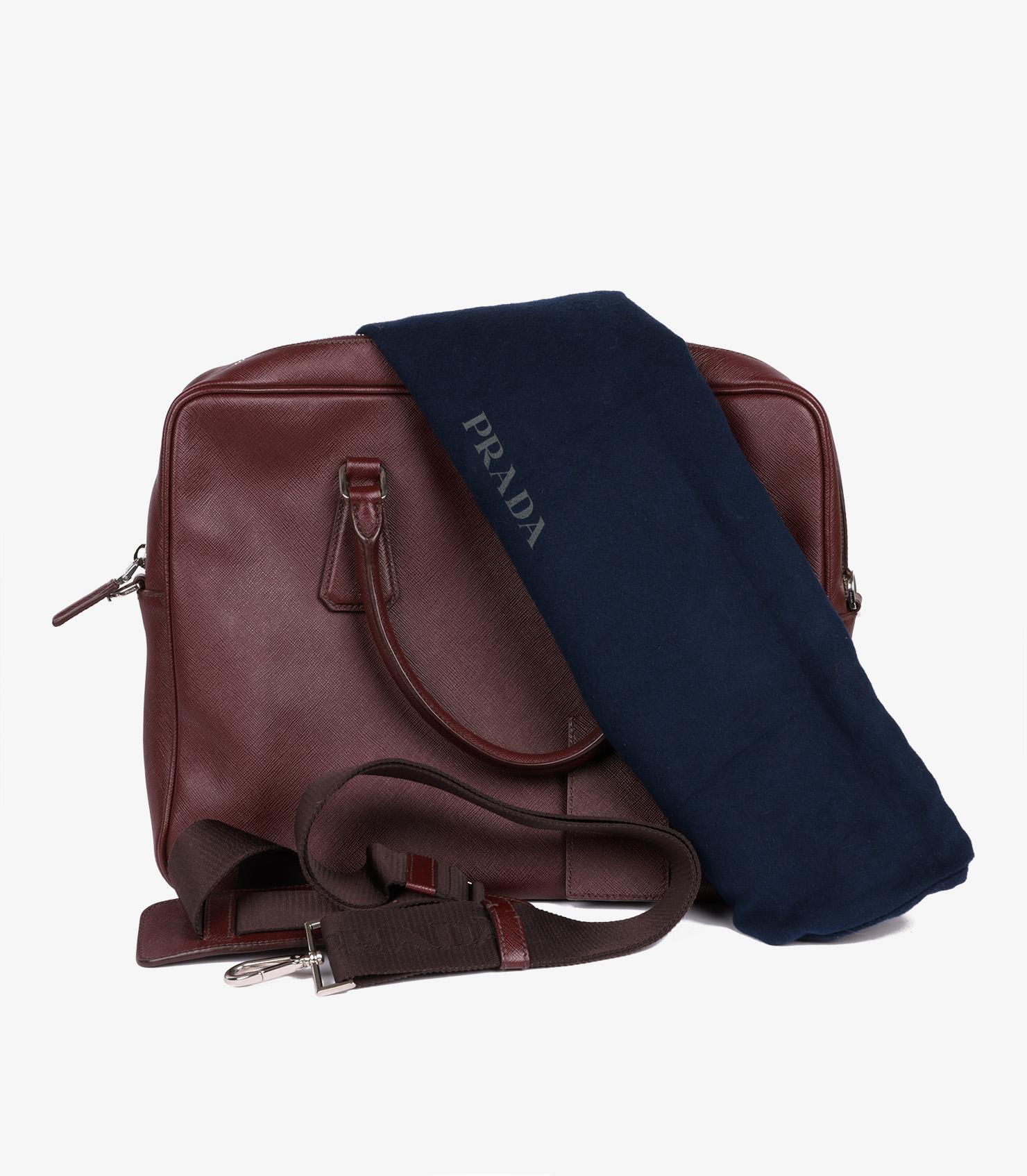 Prada Burgundy Saffiano Leather Work Bag in vendita 6