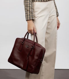 Prada Burgundy Saffiano Leather Work Bag
