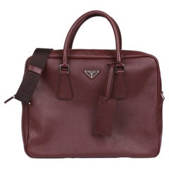Used Prada Burgundy Saffiano Leather Work Bag