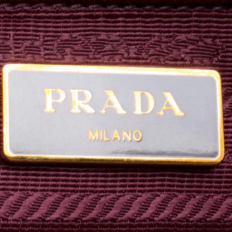 Prada Burgundy Saffiano Lux Leather Executive Double Zip Tote 5