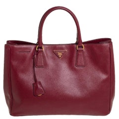 Prada Burgundy Saffiano Lux Leather Medium Galleria Tote