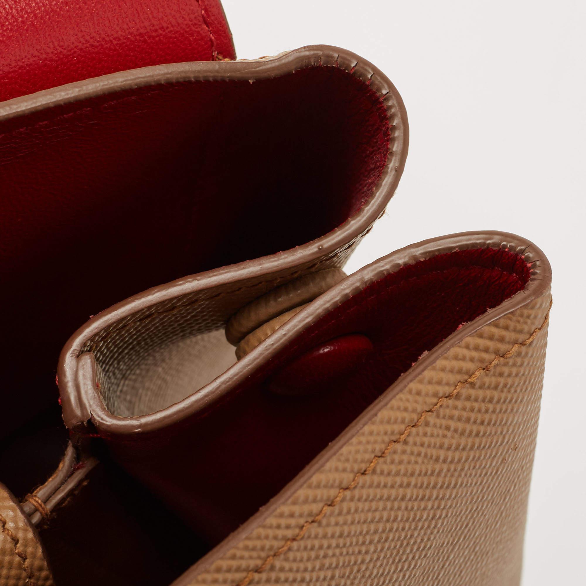 Prada Burgundy Saffiano Lux Leather Top Handle Bag 6