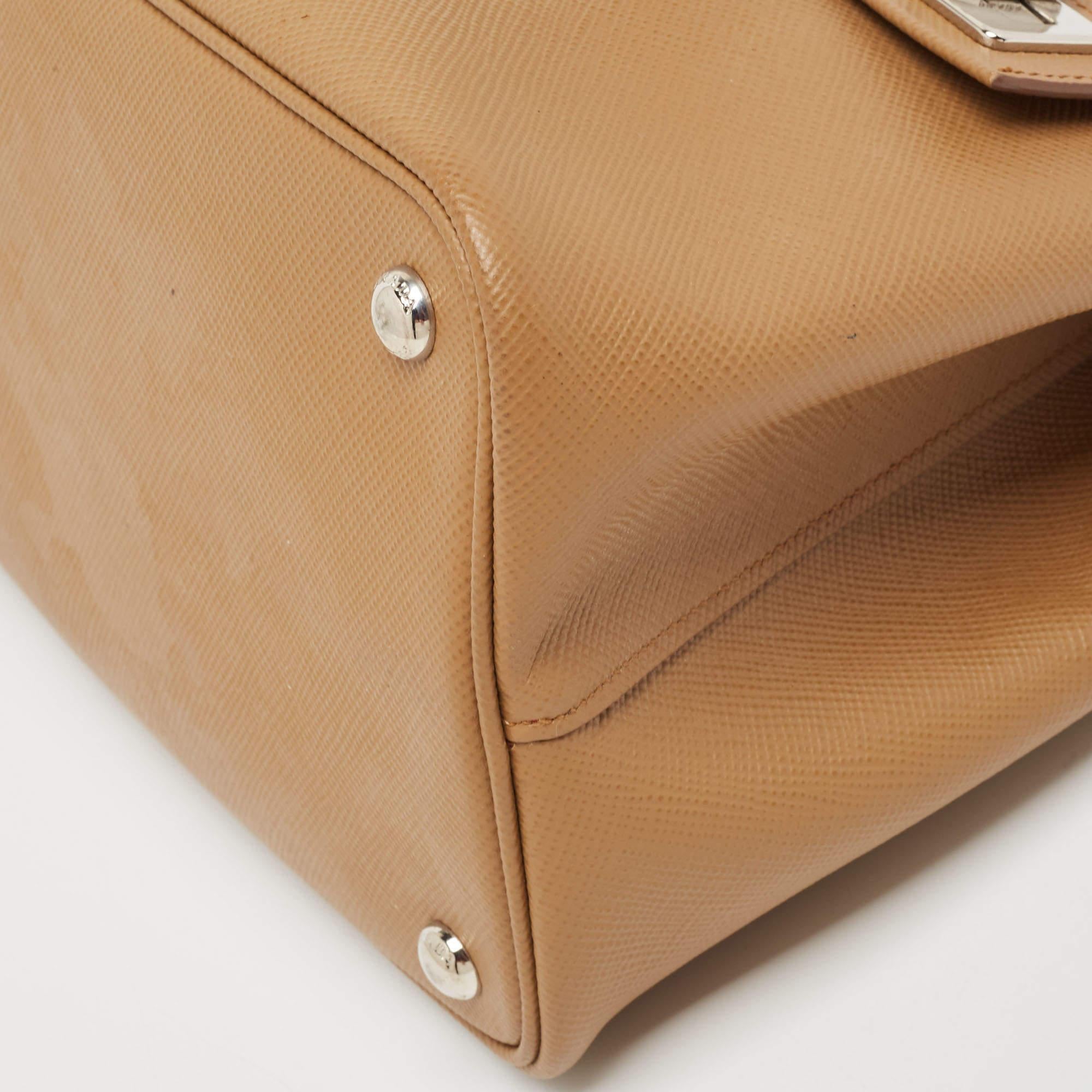 Prada Burgundy Saffiano Lux Leather Top Handle Bag 11