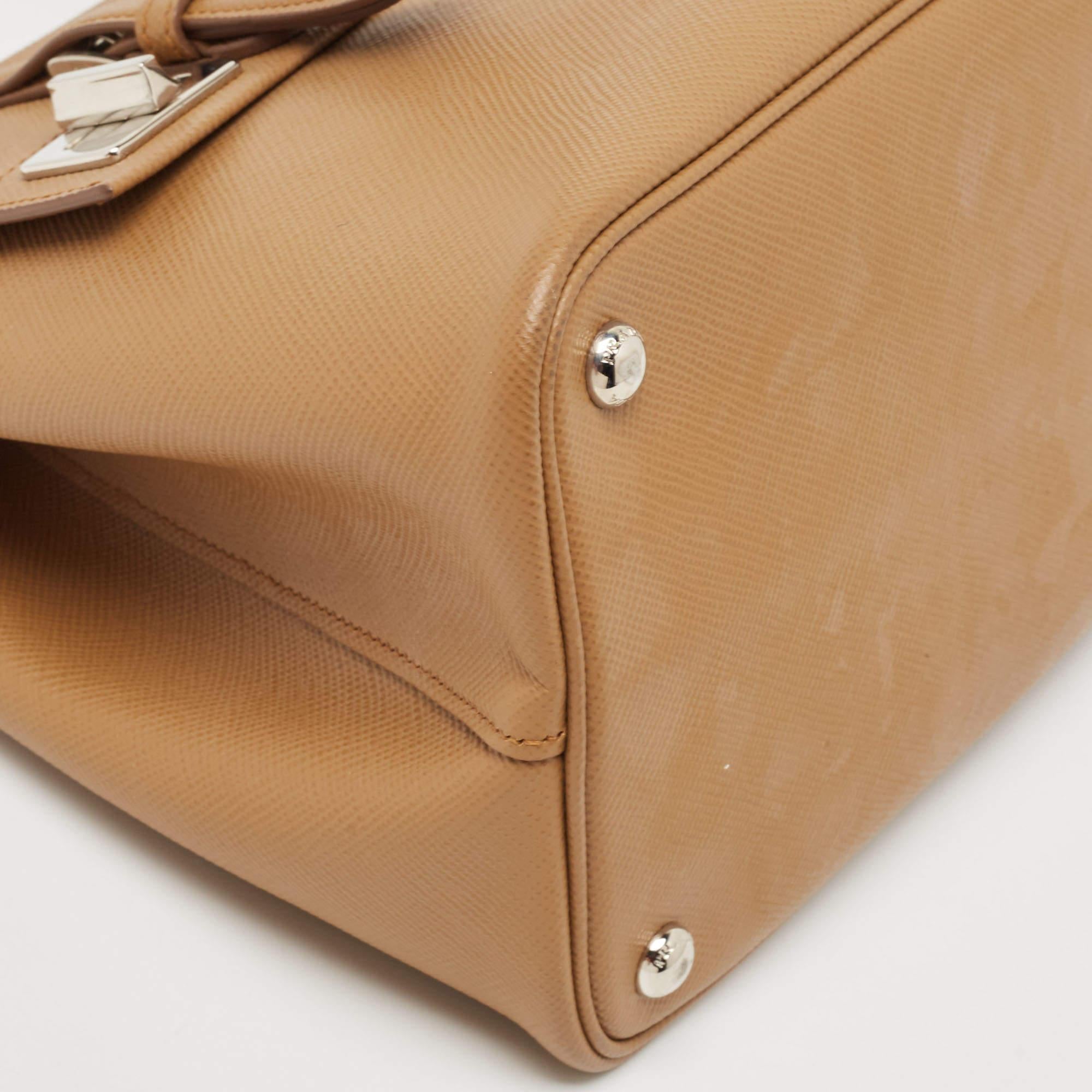 Women's Prada Burgundy Saffiano Lux Leather Top Handle Bag