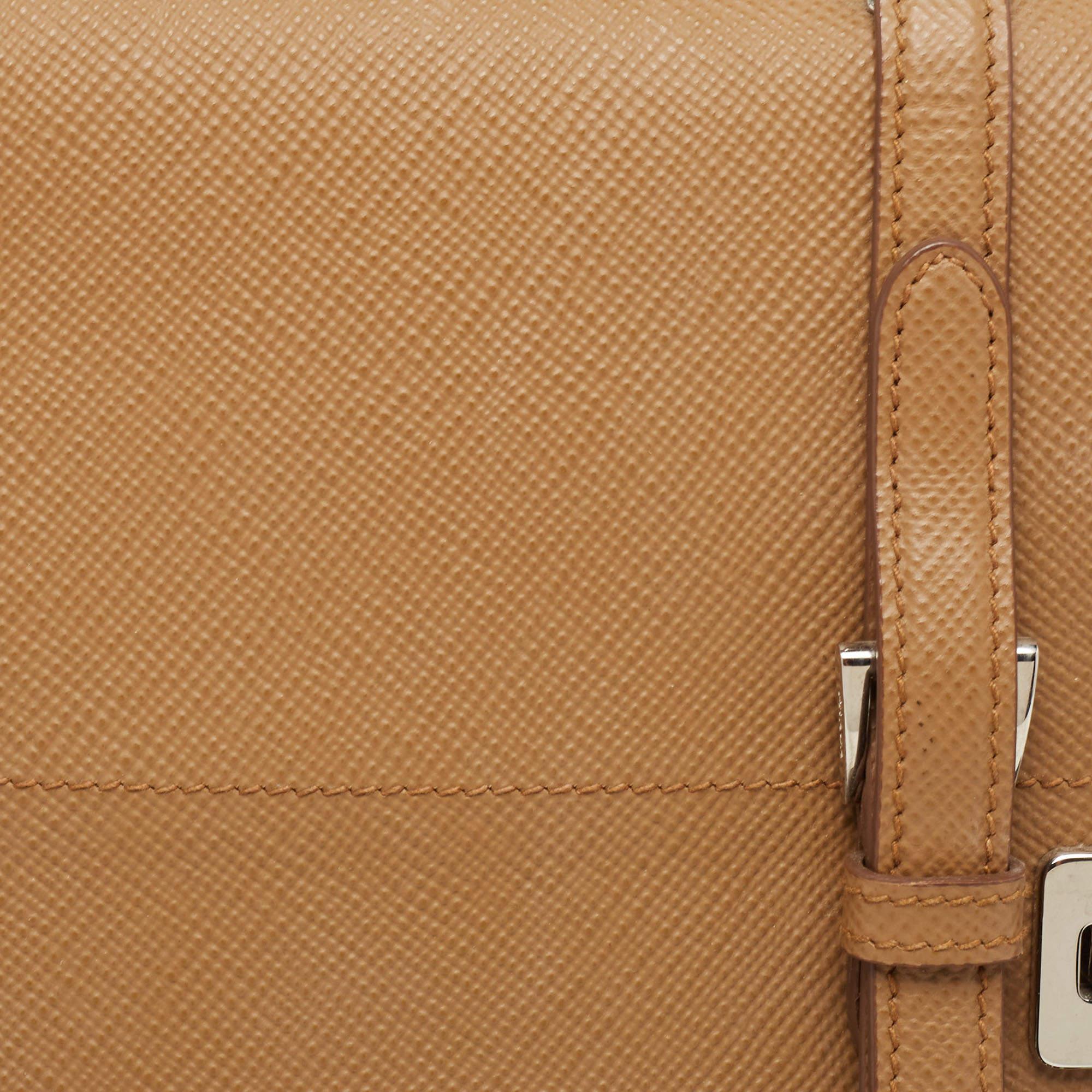 Prada Burgundy Saffiano Lux Leather Top Handle Bag 2