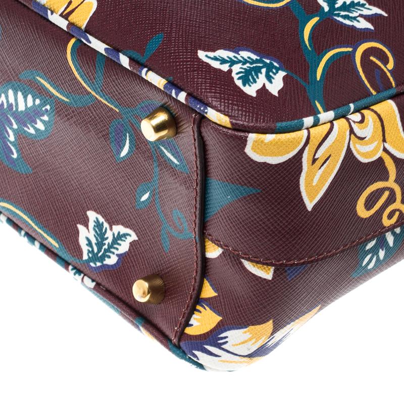 Women's Prada Burgundy Saffiano Print Leather Top Handle Bauletto Bag