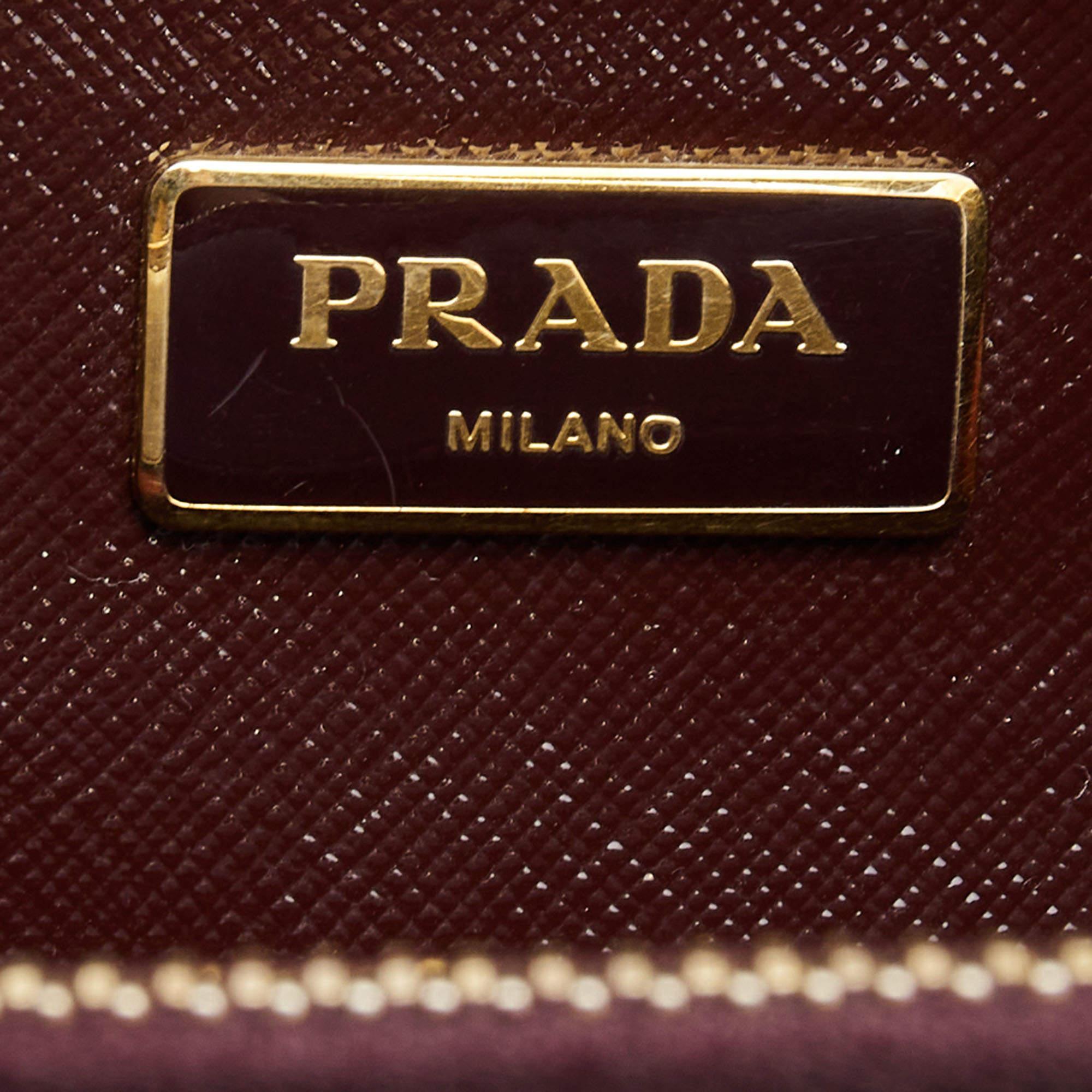 Women's Prada Burgundy Saffiao Patent Leather Cargo Pocket Tote