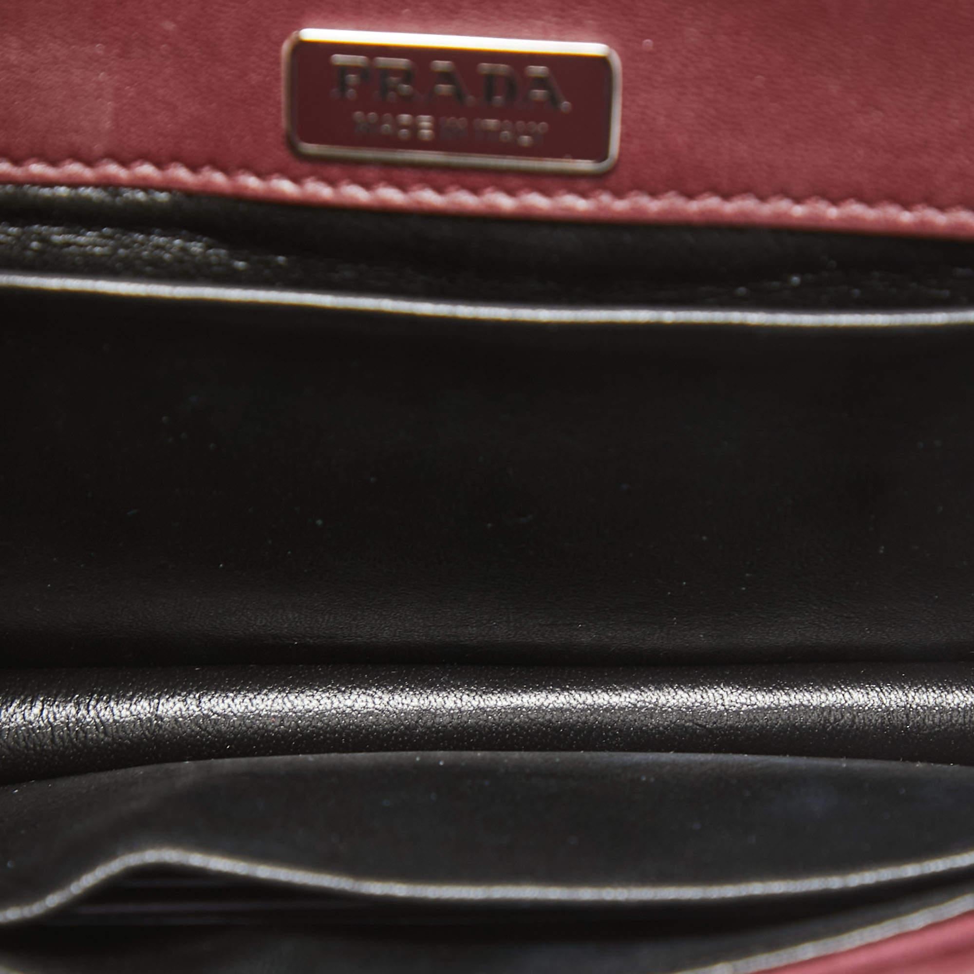 Prada Burgundy Suede Cahier Chain Crossbody Bag 1