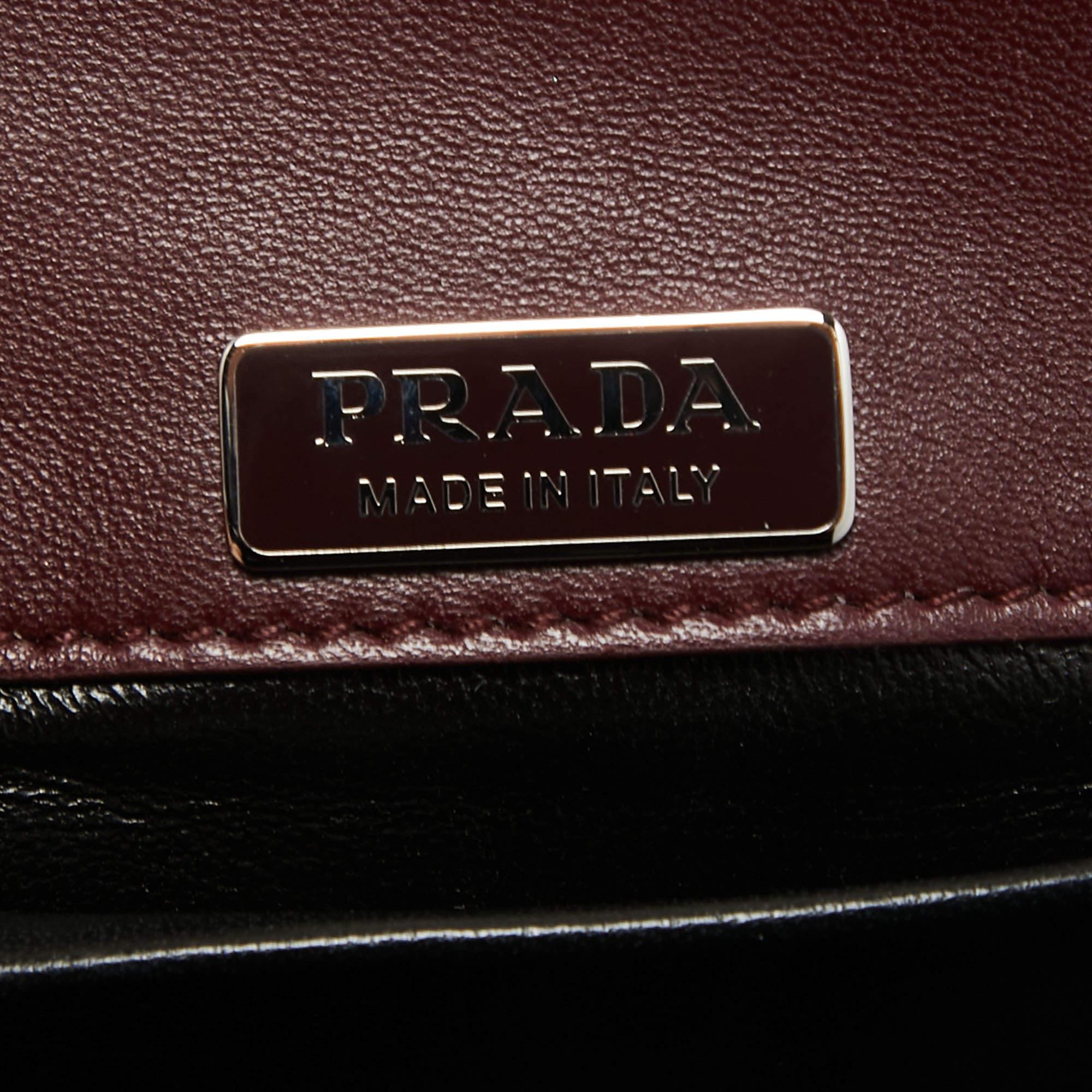 Prada Burgundy Suede Cahier Chain Crossbody Bag 2
